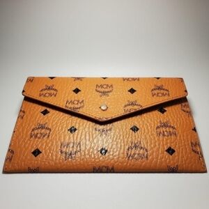 Classic MCM Cognac Visetos Envelope Clutch | Authentic GWP